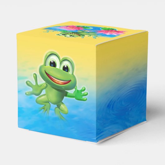 Leaping Frog verjaardagsfeestje taart en gunstboxe Bedankdoosjes (Achterkant)