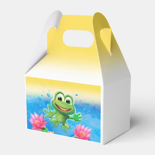 Leaping Frog verjaardagsfeestje take-away box Bedankdoosjes (Voorkant Zijde)