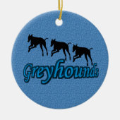 Leaping Greyhound Silhouettes Dog Ornament (Voorkant)