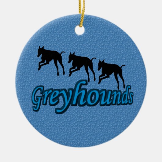 Leaping Greyhound Silhouettes Dog Ornament (Voorkant)