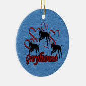 Leaping Greyhounds Hearts Dog Ornament (Rechts)