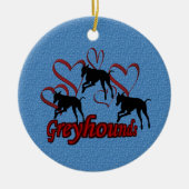 Leaping Greyhounds Hearts Dog Ornament (Voorkant)