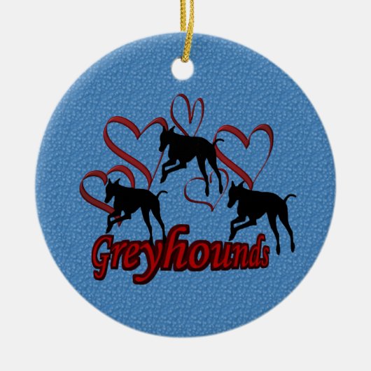 Leaping Greyhounds Hearts Dog Ornament (Voorkant)