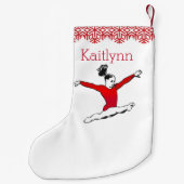 Leaping Gymnast Kerstmis met Monogram Kleine Kerstsok (Achterkant)