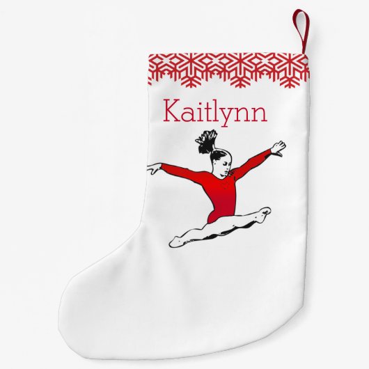 Leaping Gymnast Kerstmis met Monogram Kleine Kerstsok (Achterkant)