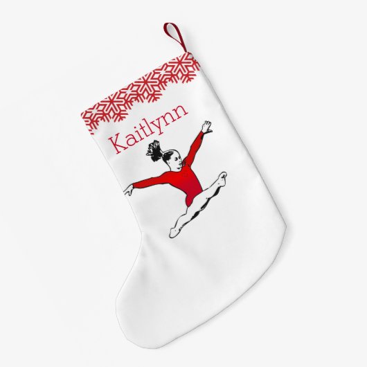 Leaping Gymnast Kerstmis met Monogram Kleine Kerstsok (Achterkant (Hangend))