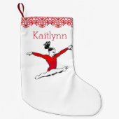 Leaping Gymnast Kerstmis met Monogram Kleine Kerstsok (Voorkant)