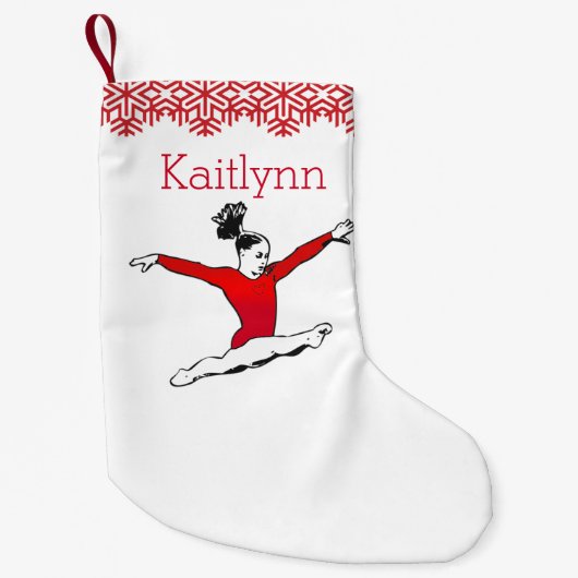 Leaping Gymnast Kerstmis met Monogram Kleine Kerstsok (Voorkant)
