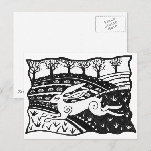 Leaping Hare Briefkaart (Voorkant / Achterkant)