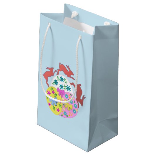 Leaping Hares editable Easter Klein Cadeauzakje (Achterkant Gekanteld)