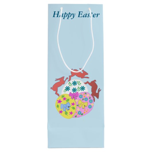 Leaping Hares editable Easter Wijn Cadeautas (Achterkant)