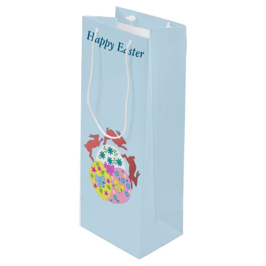 Leaping Hares editable Easter Wijn Cadeautas (Voorkant Gekanteld)