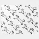 Leaping Horse Fleece Deken (Voorkant (Horizontaal))