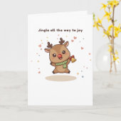 Leaping Into the Holiday Spirit Cute Puchi Dōshi Kaart (Gele Bloem)