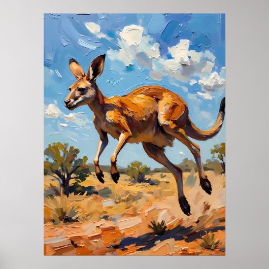 Leaping Kangaroo Painting Poster (Voorkant)