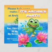 Leaping kikker verjaardag custom party uitnodiging (Voorkant / Achterkant)