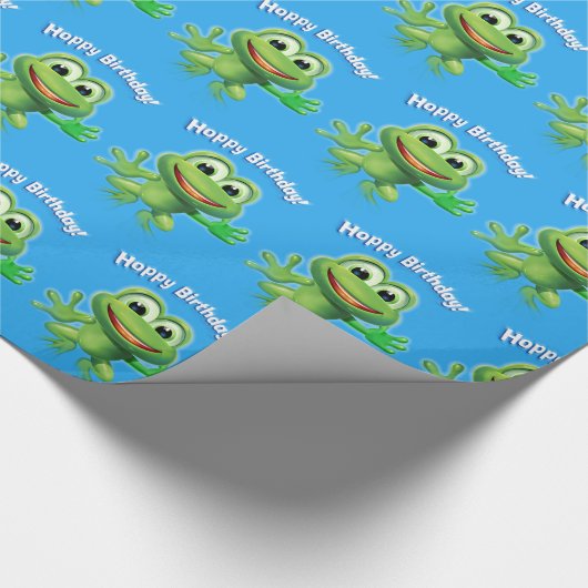 Leaping kikker verjaardagsfeestje glossy inpakpapi cadeaupapier (Hoek)