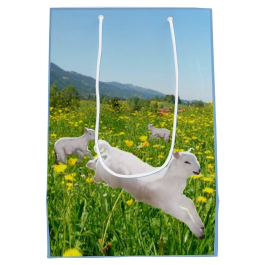 Leaping Lamb Pasen Medium Cadeauzakje (Achterkant)