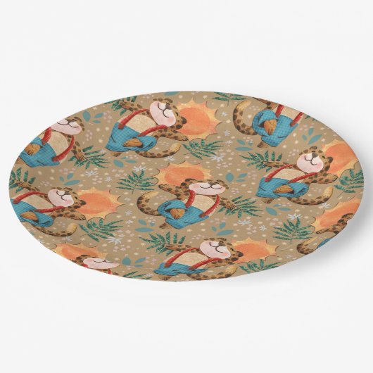 Leaping Leopard Papieren Bordje (Gekanteld)