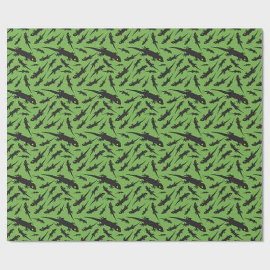 Leaping Lizard Reptile Bright Green Gecko Cadeaupapier (Vlak)