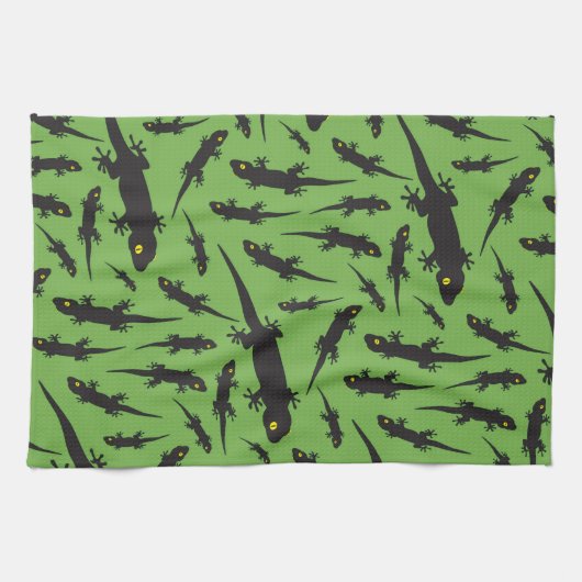 Leaping Lizard Reptile Bright Green Gecko Theedoek (Horizontaal)