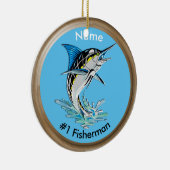 Leaping Marlin #1 Fisherman Keramisch Ornament (Rechts)