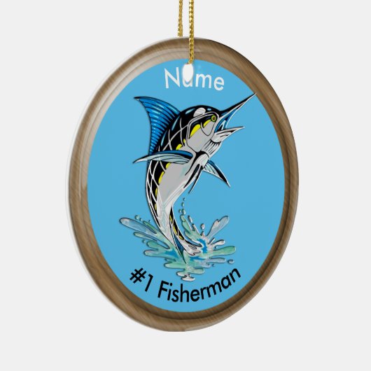 Leaping Marlin #1 Fisherman Keramisch Ornament (Rechts)