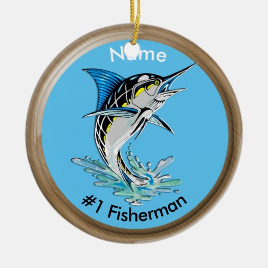 Leaping Marlin #1 Fisherman Keramisch Ornament (Voorkant)