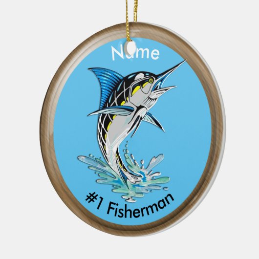 Leaping Marlin #1 Fisherman Keramisch Ornament (Links)