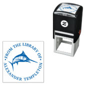 Leaping Marlin Nautical Ocean Library Book Name Zelfinktende Stempel (In situ)