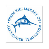 Leaping Marlin Nautical Ocean Library Book Name Zelfinktende Stempel (Design)