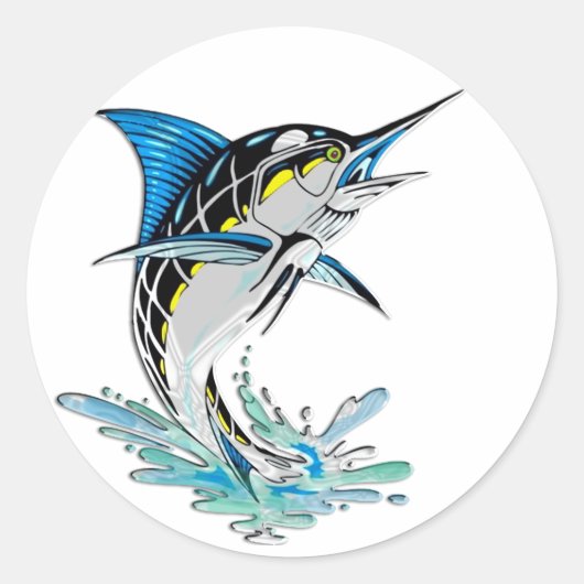 Leaping Marlin Ronde Sticker (Voorkant)