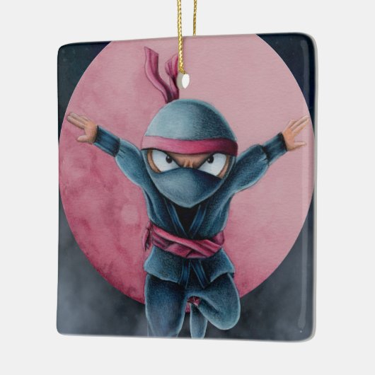 Leaping Ninja Red Moon Keramisch Ornament (Links)