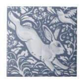 Leaping Rabbit Blue White Botanical Dedham Delft Tegeltje (Voorkant)