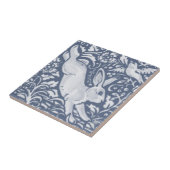 Leaping Rabbit Blue White Botanical Dedham Delft Tegeltje (Zijkant)