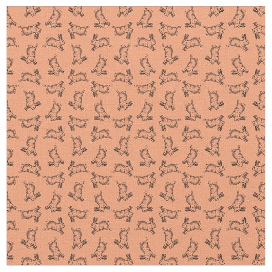 Leaping Rabbit Cute Bunny CUSTOM BG COLOR Stof (Close Up)