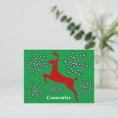 Leaping Red Deer Snowflakes Thunder_Cove Briefkaart (Staand voorkant)