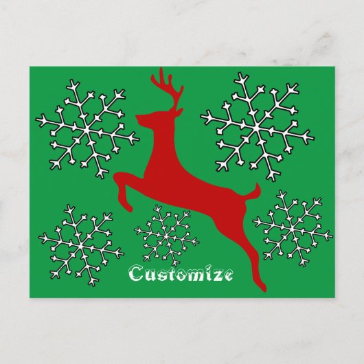 Leaping Red Deer Snowflakes Thunder_Cove Briefkaart (Voorkant)