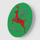Leaping Red Deer Snowflakes Thunder_Cove Grote Klok (Hoek)