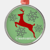 Leaping Red Deer Snowflakes Thunder_Cove Metalen Ornament (Voorkant)