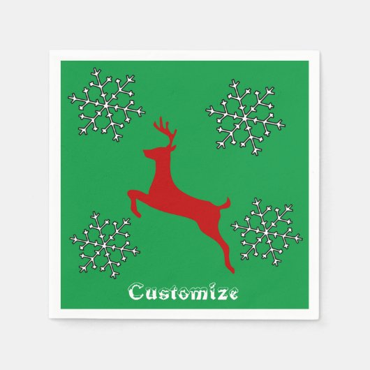 Leaping Red Deer Snowflakes Thunder_Cove Servet (Voorkant)