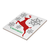 Leaping Red Deer Snowflakes Thunder_Cove Tegeltje (Zijkant)