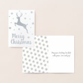 Leaping Reindeer Modern Merry Kerstmis Folie Kaarten (Display)