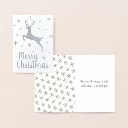 Leaping Reindeer Modern Merry Kerstmis Folie Kaarten (Display)