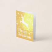 Leaping Reindeer Modern Merry Kerstmis Folie Kaarten (Voorkant)