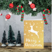 Leaping Reindeer Modern Merry Kerstmis Folie Kaarten