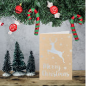 Leaping Reindeer Modern Merry Kerstmis Folie Kaarten