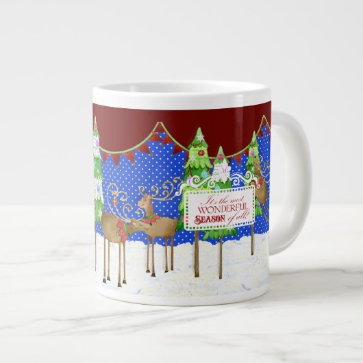 Leaping Rendier Kerstboom Pennant Banner Mok (Voorkant rechts)