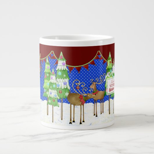 Leaping Rendier Kerstboom Pennant Banner Mok (Voorkant)