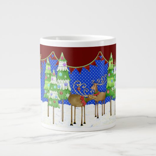 Leaping Rendier Kerstboom Pennant Banner Mok (Voorkant)